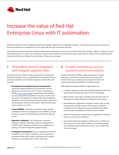 Increase the value of Red Hat Enterprise Linux with IT automation